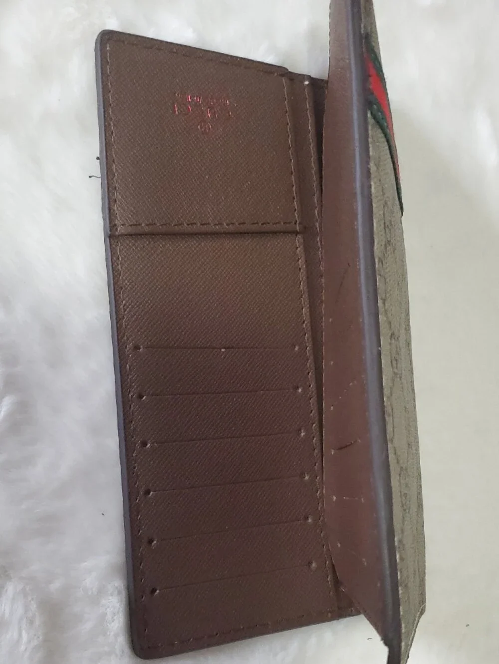 Beige GG Canvas Long Wallet with Red and Green Web Stripe - Picture 3 of 7